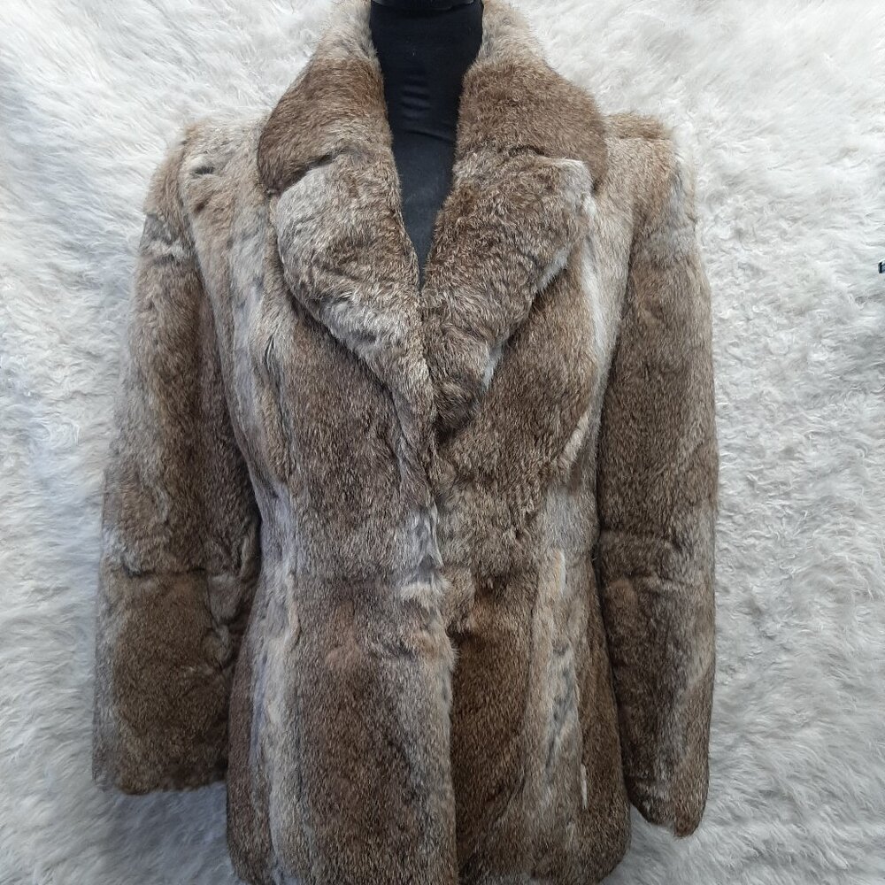 Vintage Opera Women's Brown Genuine Rabbit Fur Coat Size M